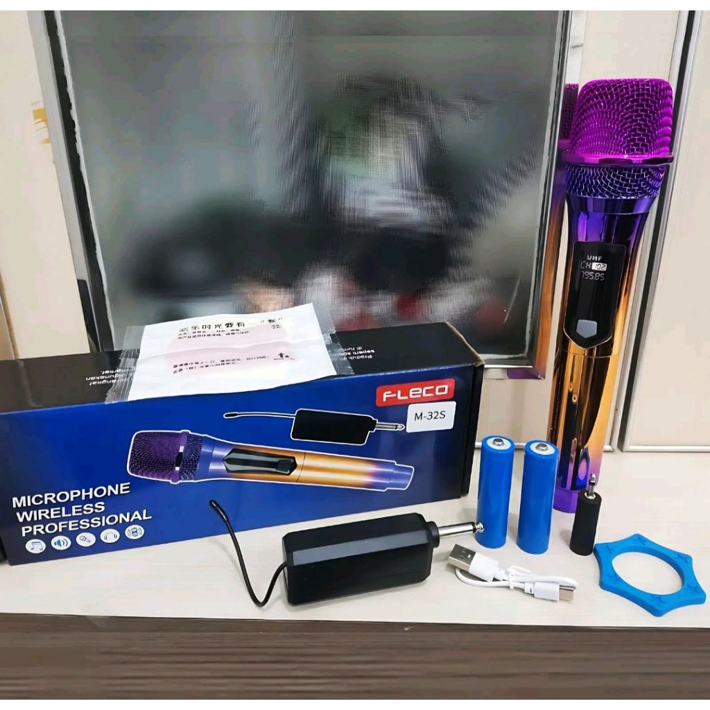 BIG SALE BISA COD Mic Wireless Fleco M-32 mic double Mic fleco M-32S Single Mic karaoke mic