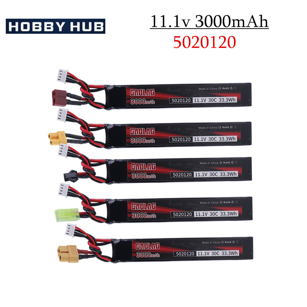 Water Gun Airsoft LiPo Battery 3S 11.1V 3000mAh 5020120 T/Small Tamiya Plug for Airsoft BB Air Pisto