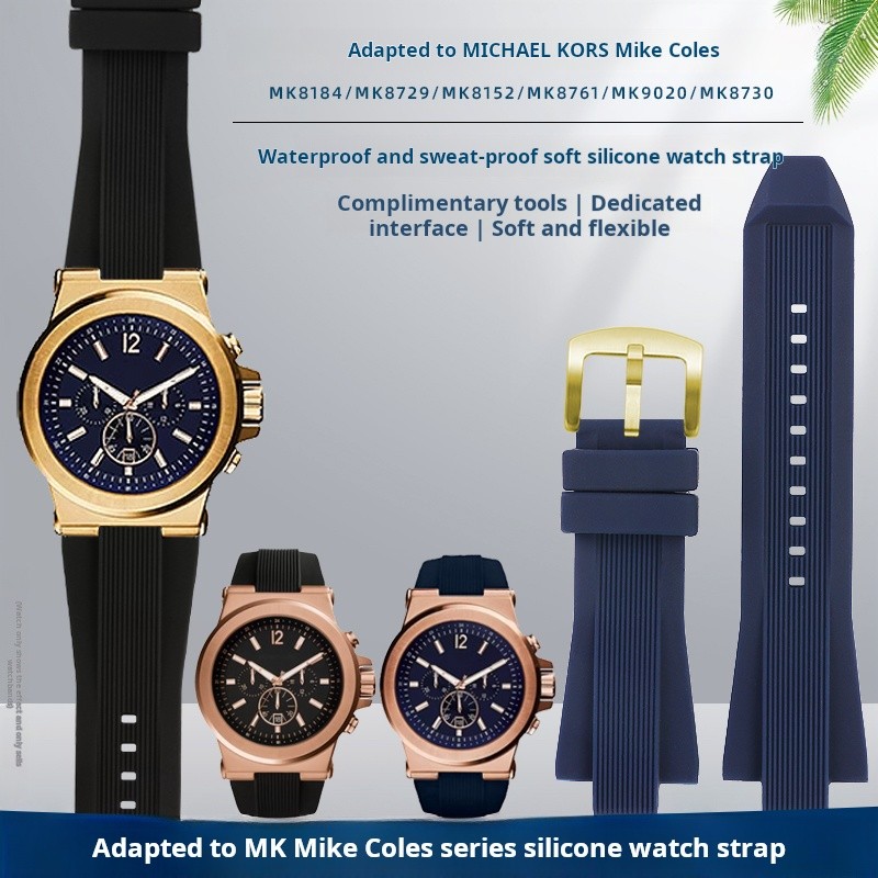 For Miael Kors MK8184 MK8152 MK9020 MK8730 MK8761 8295 8296 8445 Men Watband MK Silicone Wat Strap R