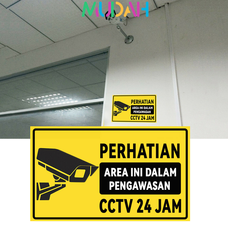 Stiker Vinyl Pantauan CCTV 24 Jam/Stiker Security PVC Waterproof/Stiker Label CCTV untuk Toko Rumah