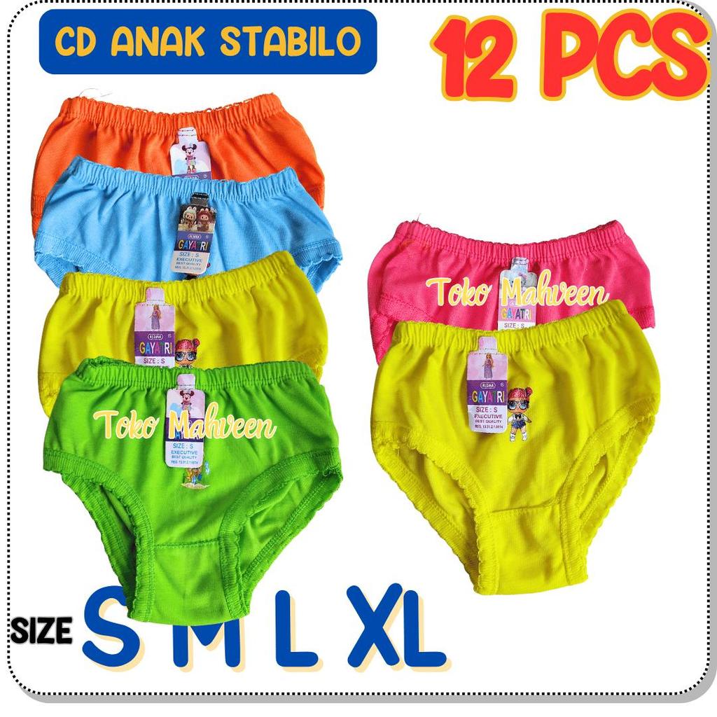 12 PCS CELANA DALAM ANAK PEREMPUAN CD ANAK CEWEK  STABILO BALITA PAUD TK SD KATUN