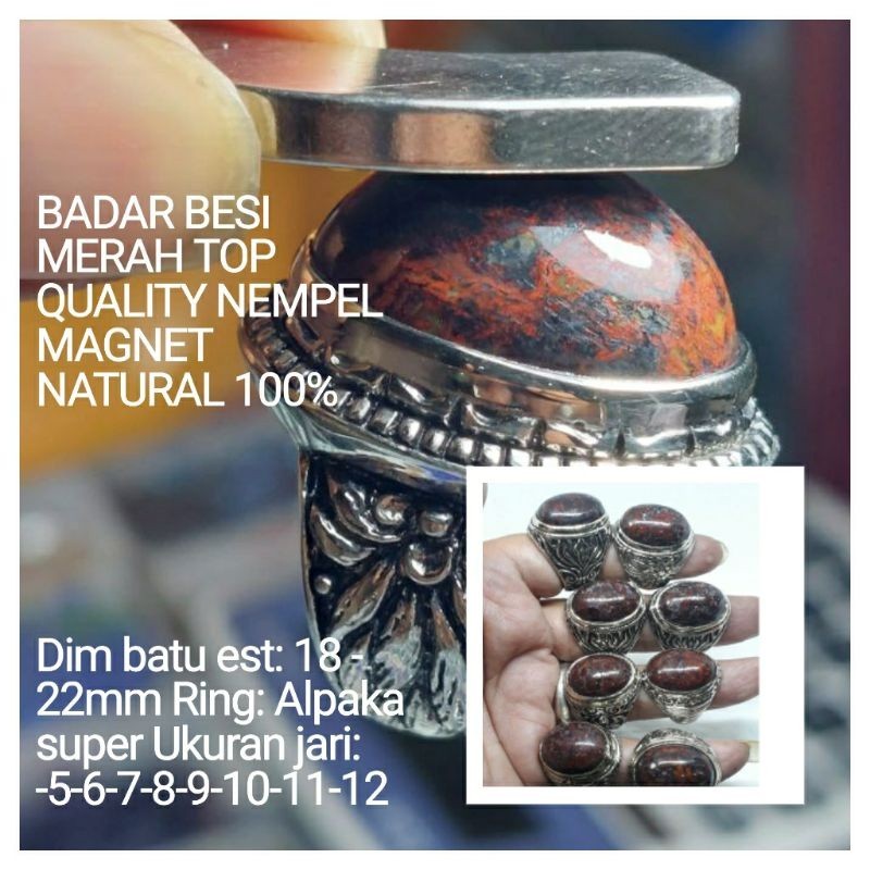 CINCIN BATU BADAR BESI MERAH TOP QUALITY ASLI NATURAL 100%