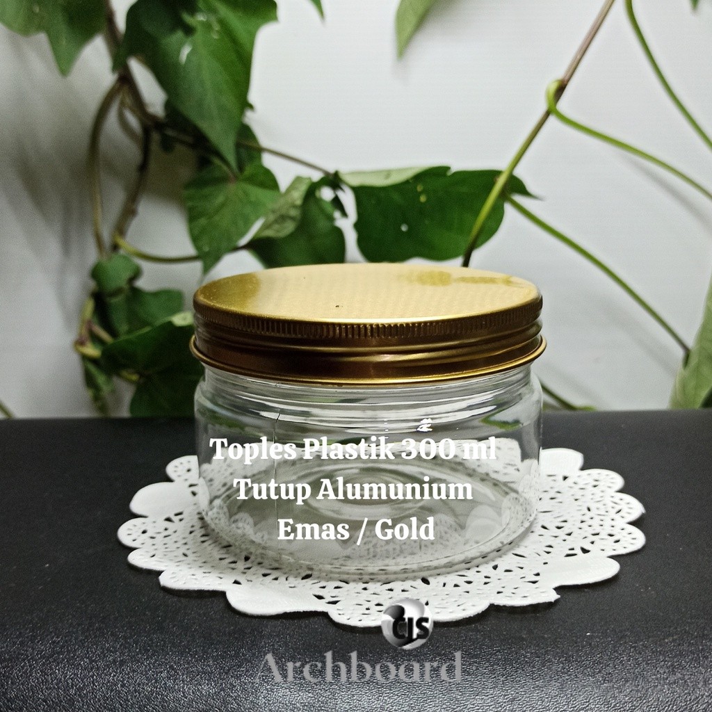 Toples Plastik 200 ml / Jar Silinder 0,2 liter Tutup Alumunium Gold