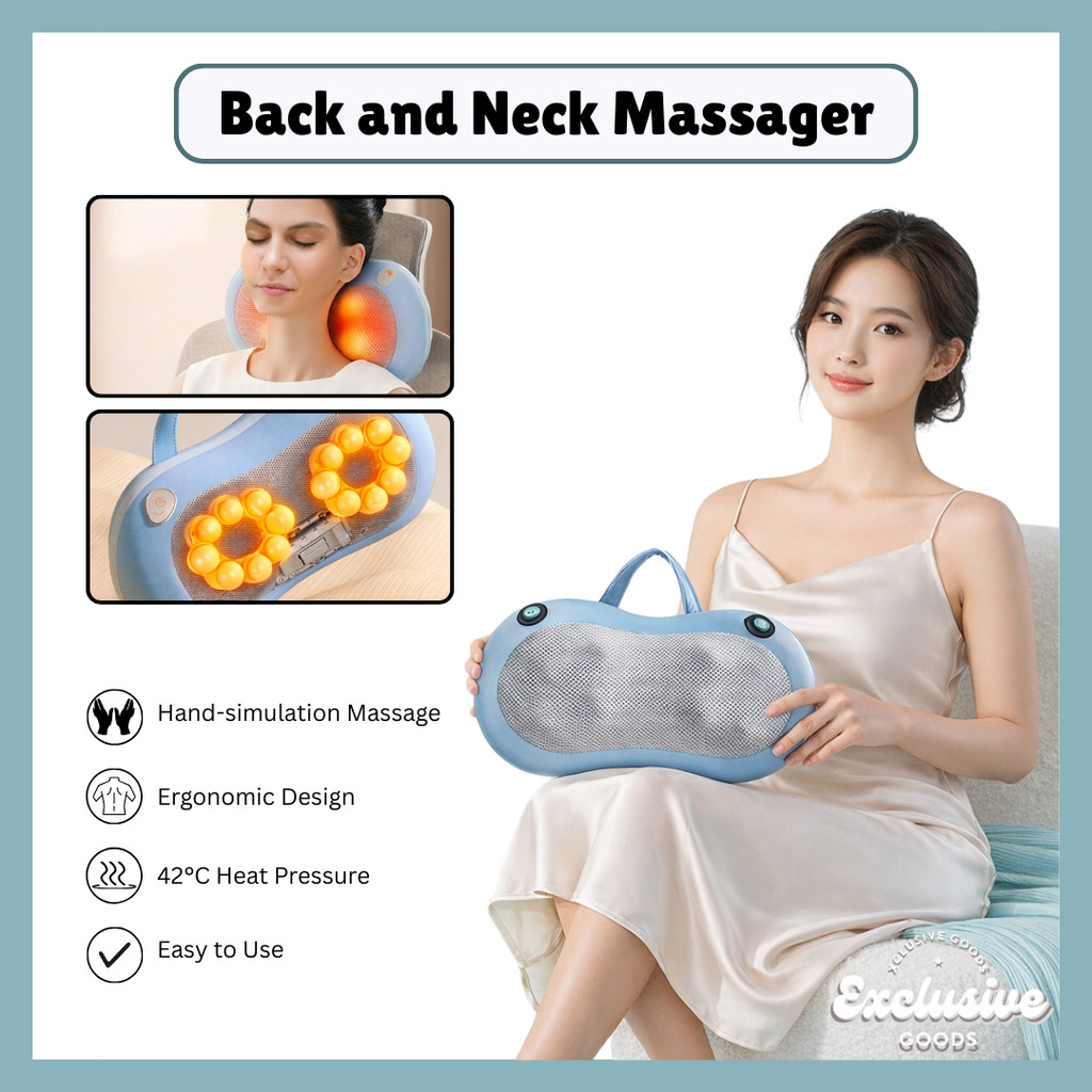 [XGoods] Alat Pijat Leher Elektrik - untuk Bahu, Punggung & Pinggang Bantal Pijat Multifungsi