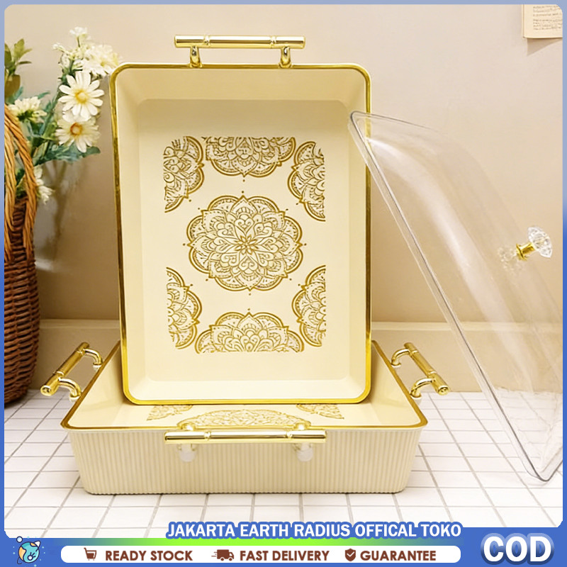Nampan Buah Tutup Nampan Plastik Aesthetic Dengan Tutup Set Lebaran Nampan dengan Tutup Untuk Kue &