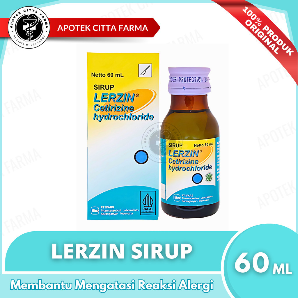 Lerzin Sirup 60 ml - Obat Rhinitis dan Gatal Alergi