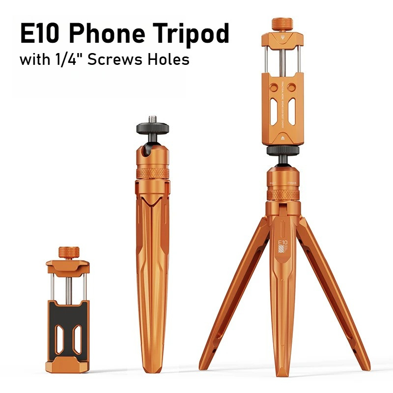 E10 Phone Mini Tripod Aluminium Smartphone Stand with 14 Screws Holes for IPhone 17 Pro Max  Cell Ph