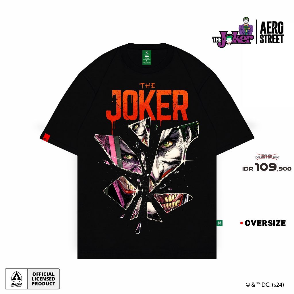 ORI Aerostreet T Shirt Oversize The Joker Glass Hitam Kaos FADAA