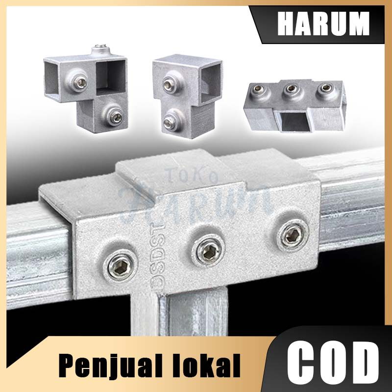 Sambungan Pipa Rak 20 Series Aluminium Konektor Tanpa Las Brackets Kuat untuk Pembuatan Lemari dan R