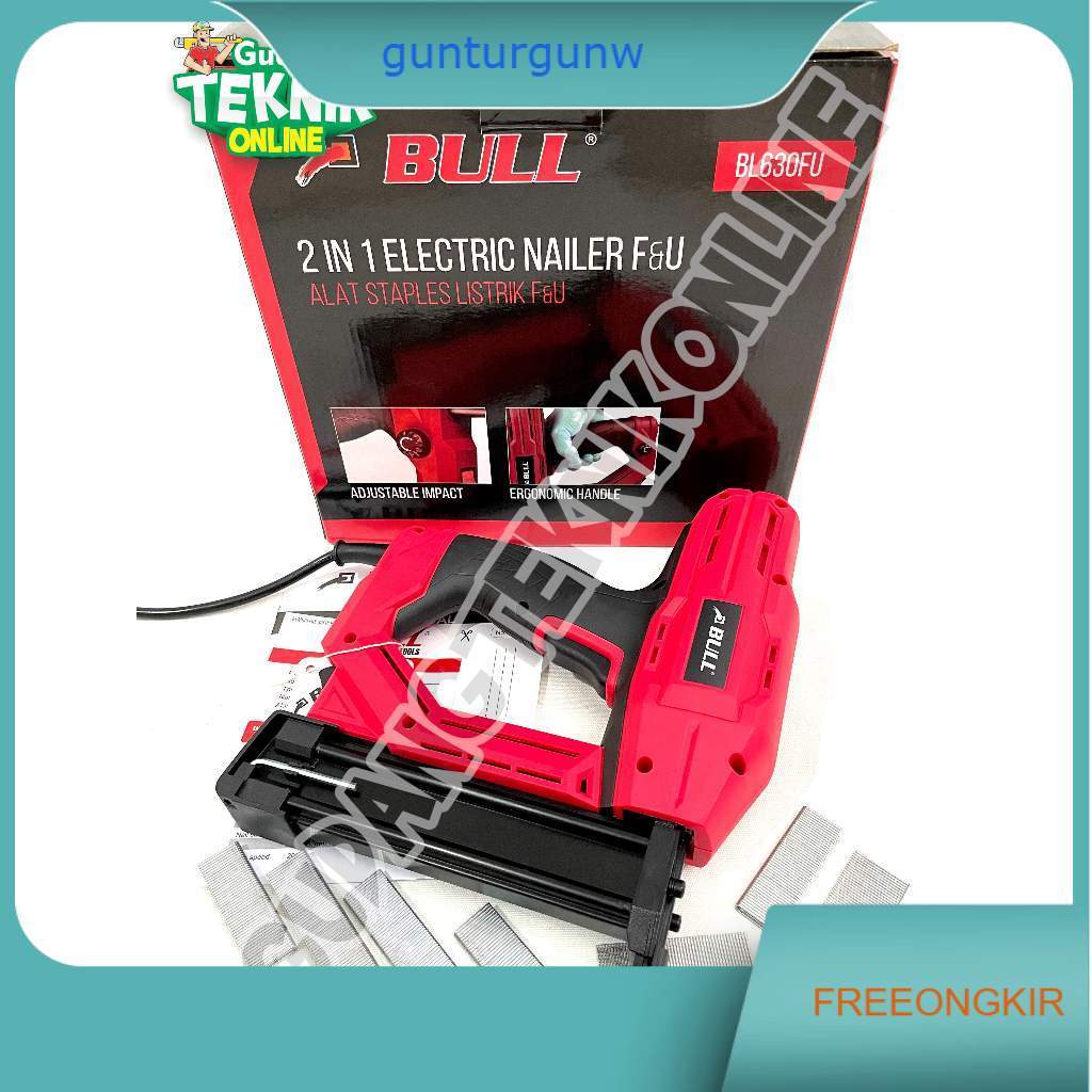 (BULL BL630FU LISTRIK) Mesin Paku Tembak LISTRIK BL630FU BULL / Paku Staples Stapler Lurus U 2in1 BL