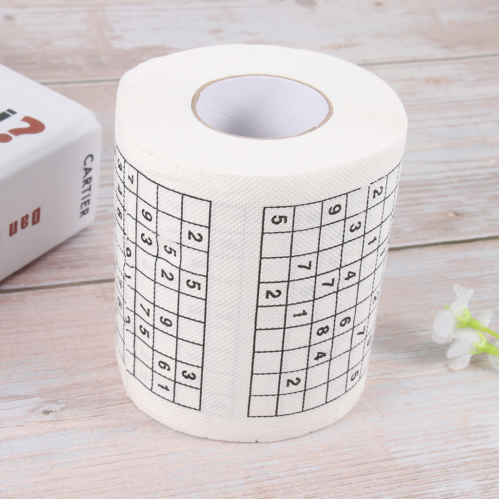 Soft Comfortable Sudoku Tissue Roll Printed Paper Toilet Tissue Sanitary Paper Home Cafe Shop Restau