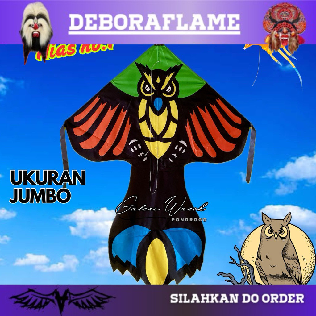 lariss [TERBAIK] Layangan Hias Super Kain Parasit ukuran Besar. Aplikasi Ular, Macan, Batman dll (ko