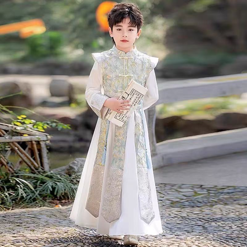 [Kota Dongeng] Pakaian Pertunjukan Gaya Cina Hanfu Anak Laki-laki Setelan Ksatria Hanfu Anak Laki