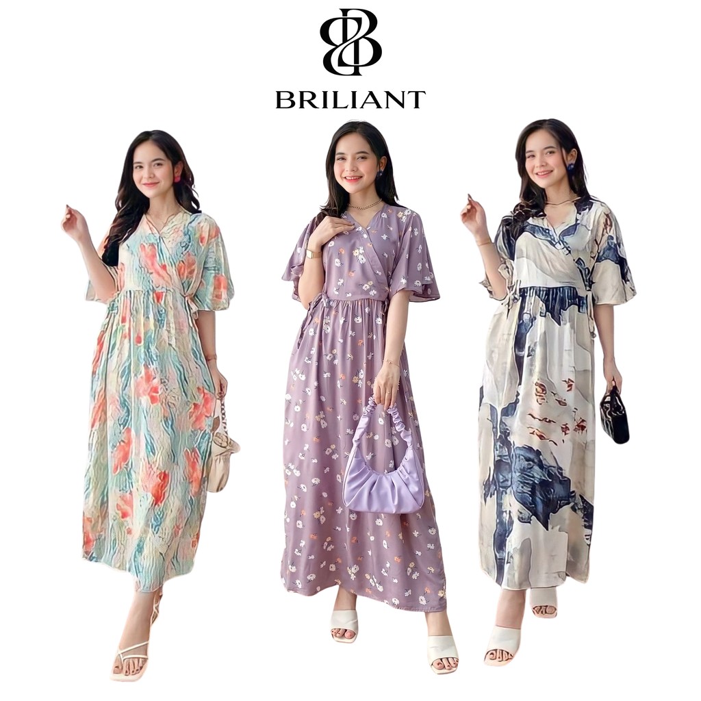 Briliant - Daster Rayon Kimono Jumbo Busui Lengan Pendek Longdress Panjang Semata Kaki