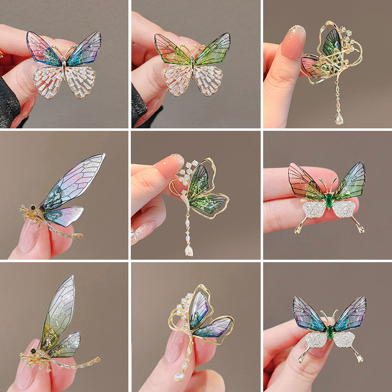 Emerald Butterfly Bros Pin Tassel Dragonfly Aksesoris Bros Logam