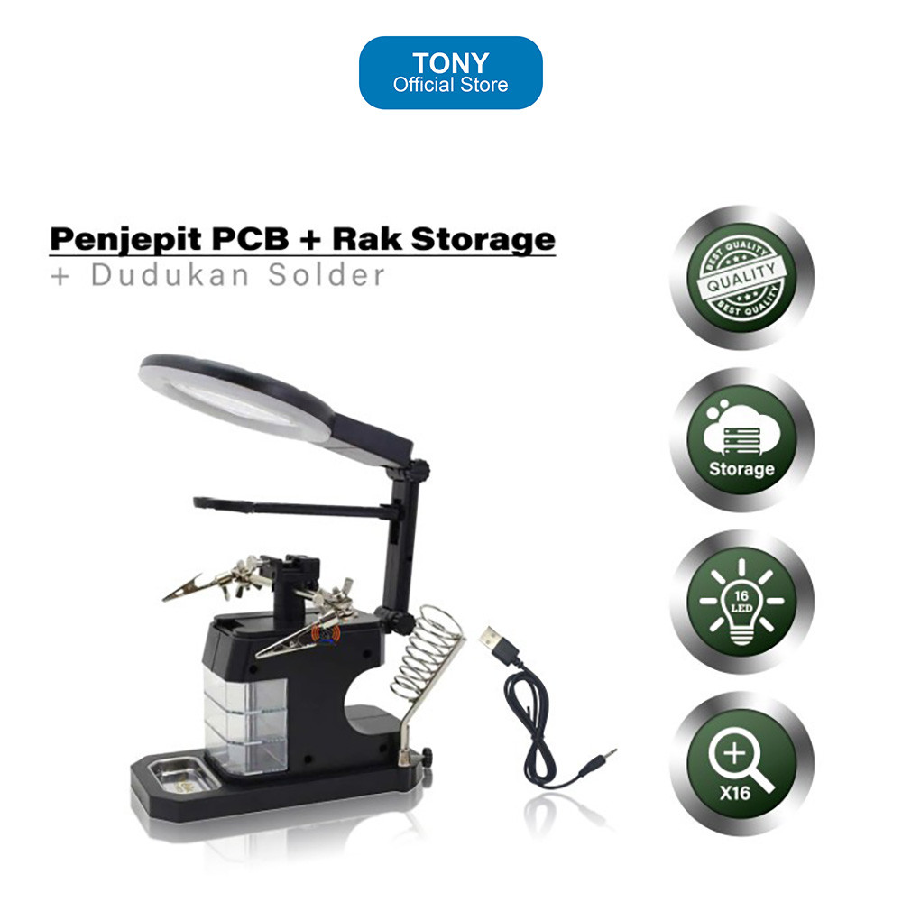 Kaca Pembesar WEILAI TE-803 - Magnifier Stand LED Light Desktop Clamp - TE-803