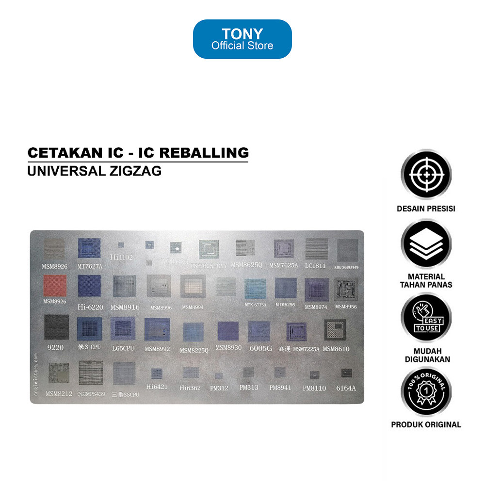 Cetakan IC Universal Zigzag - ONGLAISTORE Rework BGA Reballing Plate - ZIGZAG STENCIL