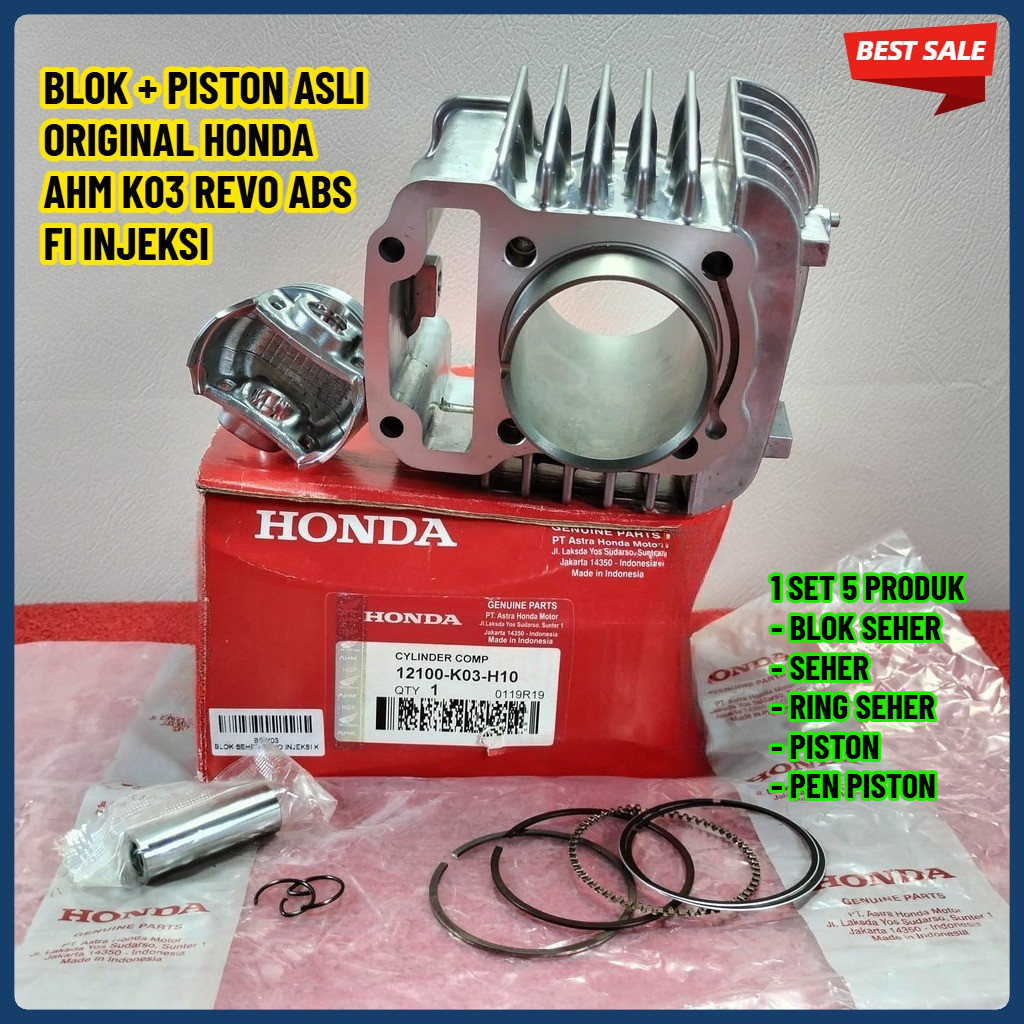 New BLOK + PISTON ASLI ORIGINAL HONDA AHM K03 REVO ABS FI INJEKSI , REVO FIT FI INJEKSI , REVO 110 F