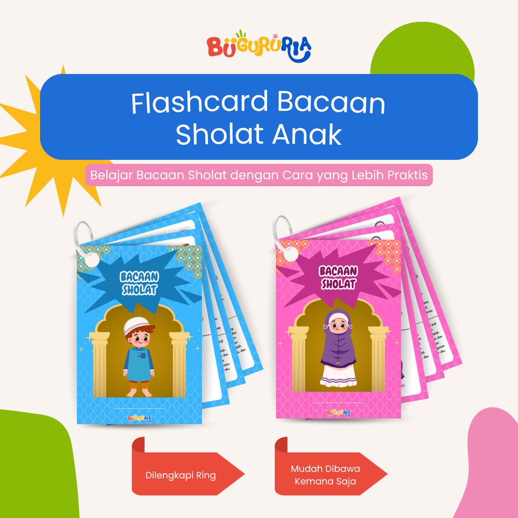 BuGuruRia - Flashcard Bacaan Sholat Anak | Kartu Edukasi Islam TK PAUD | Belajar Sholat Praktis deng