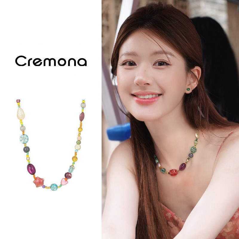 CREMONA COD Kalung Manik Warna Wanita Summer Korean Candy Beads Necklace Lucu Aesthetic