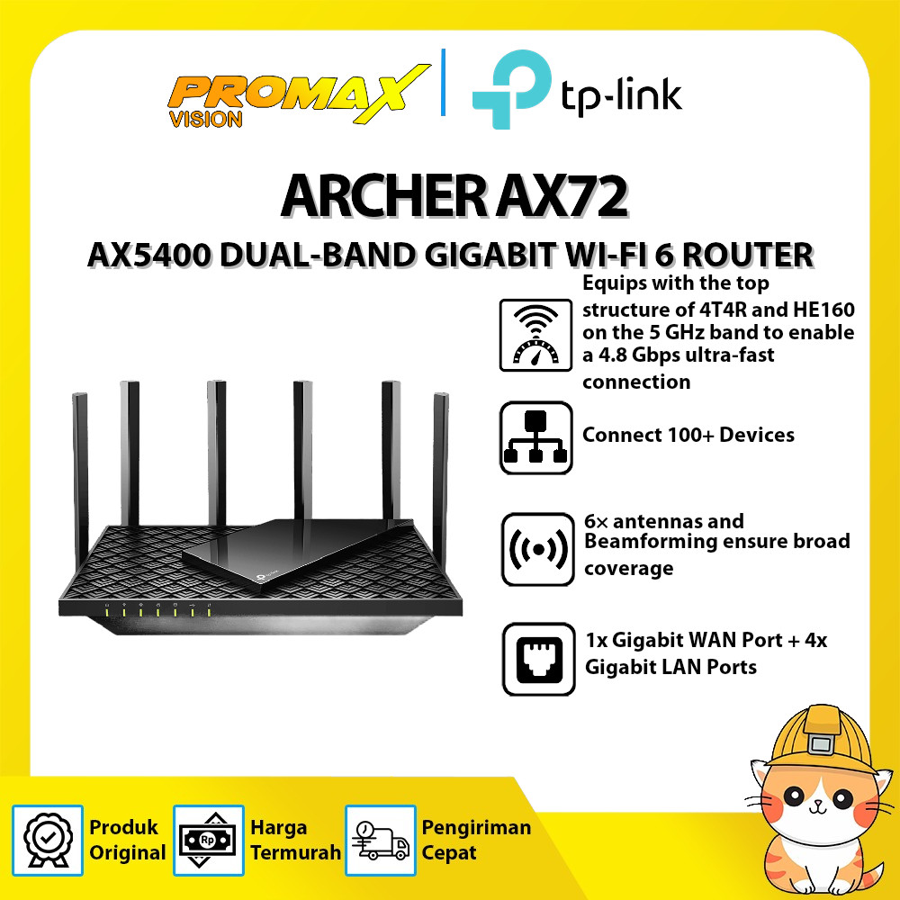 TP-LINK ARCHER AX72 AX5400 DUAL-BAND GIGABIT WI-FI 6 ROUTER