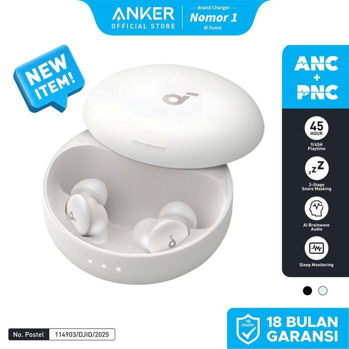 Soundcore Sleep A30 by Anker Sleep Earbuds, Smart Active Noise Cancelling Sleep Headphones - D1301