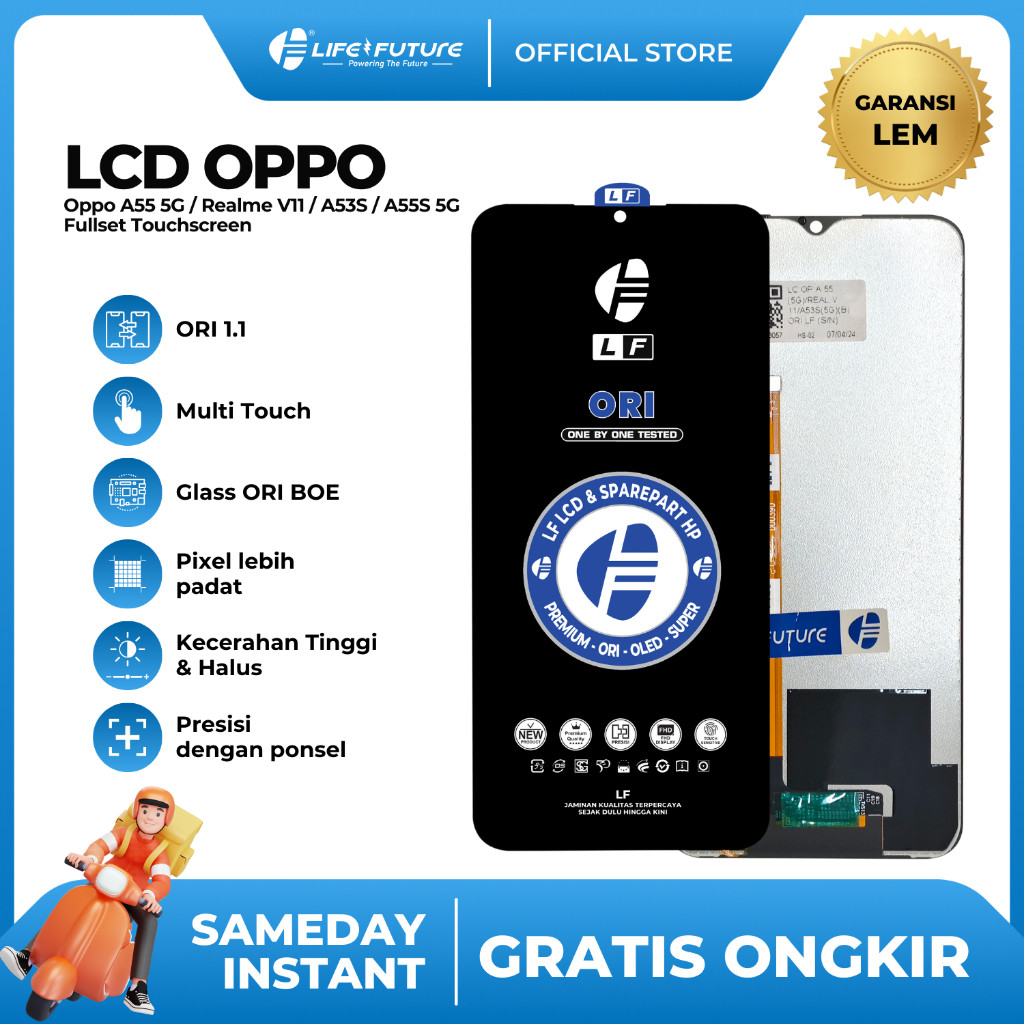 [LCD LIFE FUTURE] - (GARANSI LEM) LCD Oppo A55 5G / Realme V11 / A53S / A55S 5G Fullset Touchscreen 