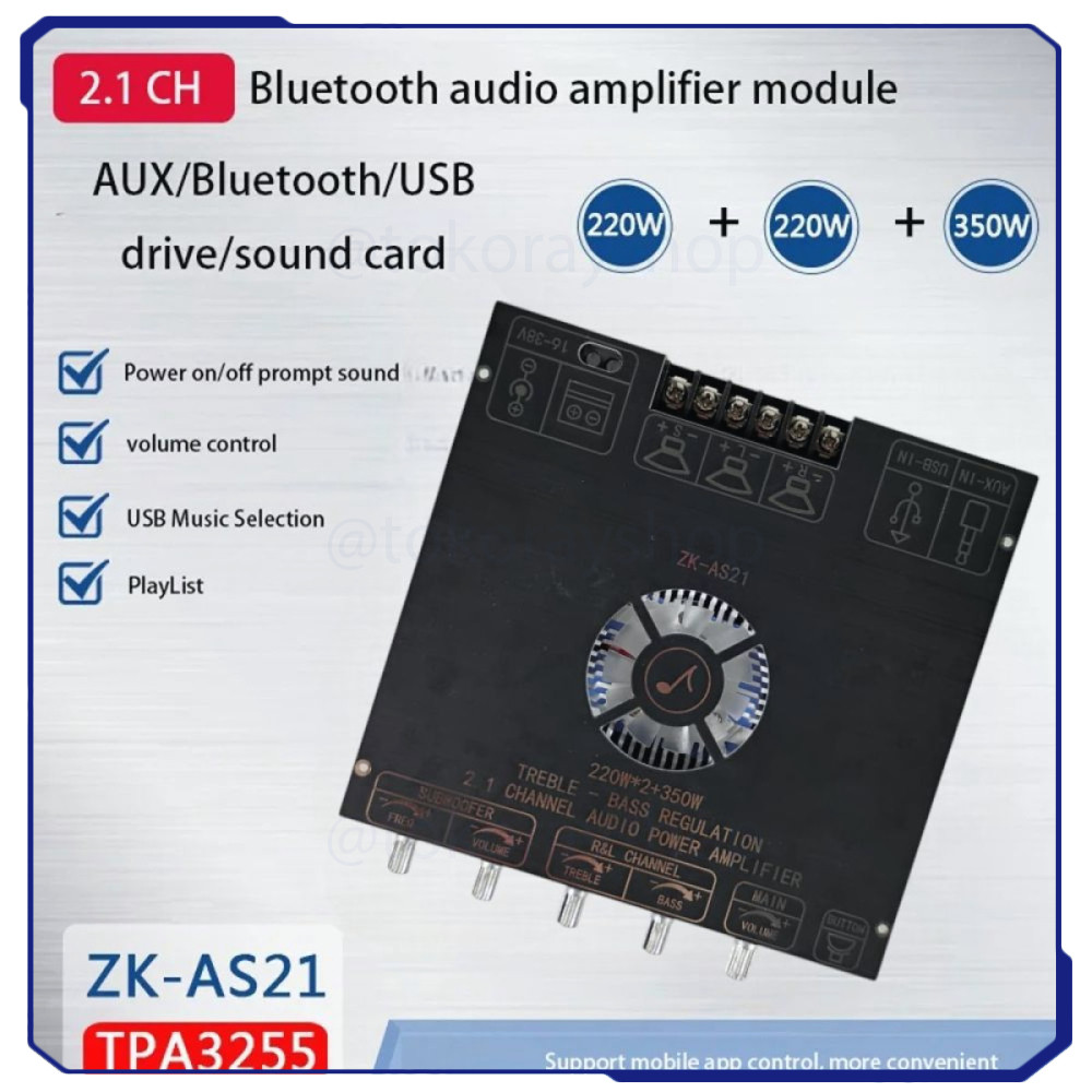 Amplifier Board Audio Bluetooth USB 2.1 Channel DIY - ZK-AS21