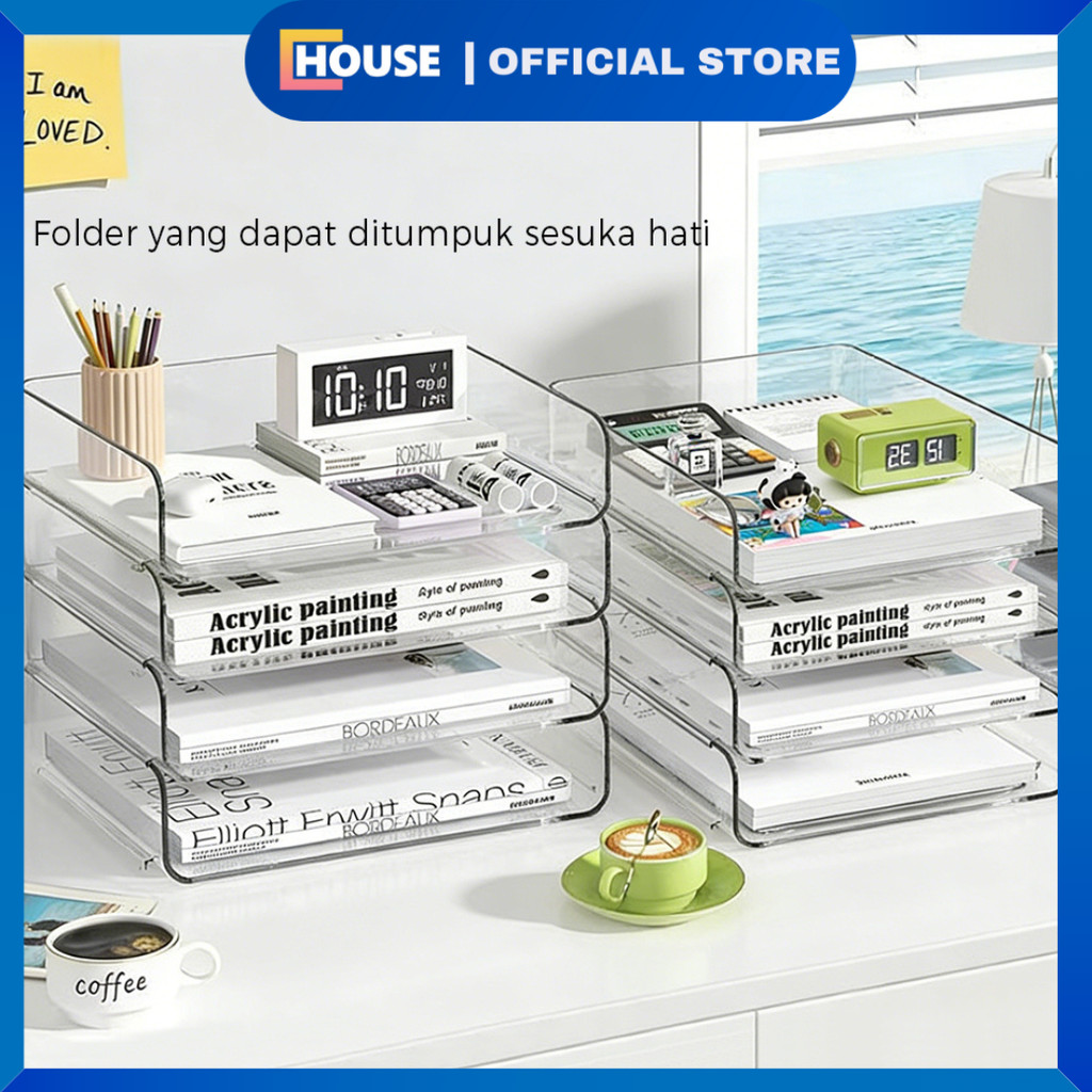 UHOUSE SET Rak Dokumen Akrilik 3 Susun dan 4 Susun / Bundling Desk Organizer 3pcs & 4pcs