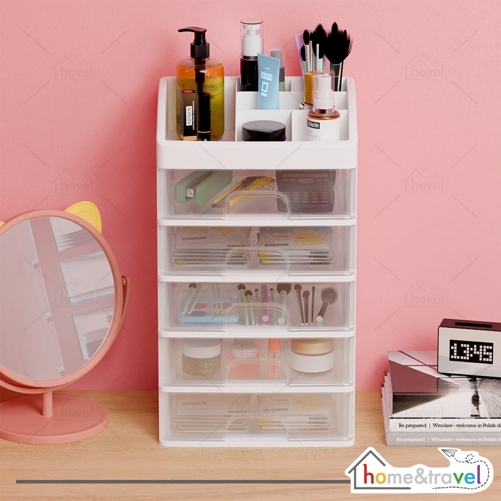 V GLOW - Rak Skincare 5 Susun Tempat Make Up Laci Kotak Plastik Storage Box Organizer