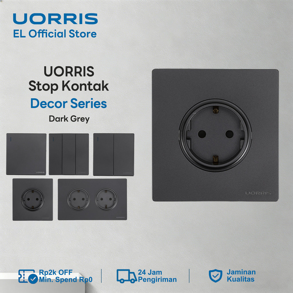 UORRIS Stop Kontak Saklar / Sakelar Lampu Grey Series New Gabungan