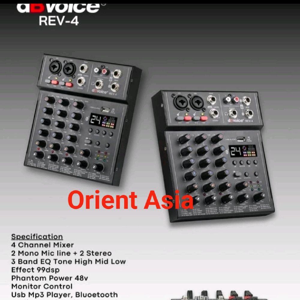 dBVoice Mixer REV-4 Original 4 Channel dengan 2 Mono Mic Line & 2 Stereo EQ Tone High Mid Low Effect