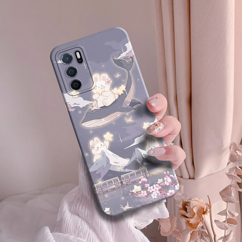 Case Hp Oppo A16 - Case Motif Purple Cartoon  - Silicon Hp - Kesing Hp Oppo A16  - Cover Hp - Akseso