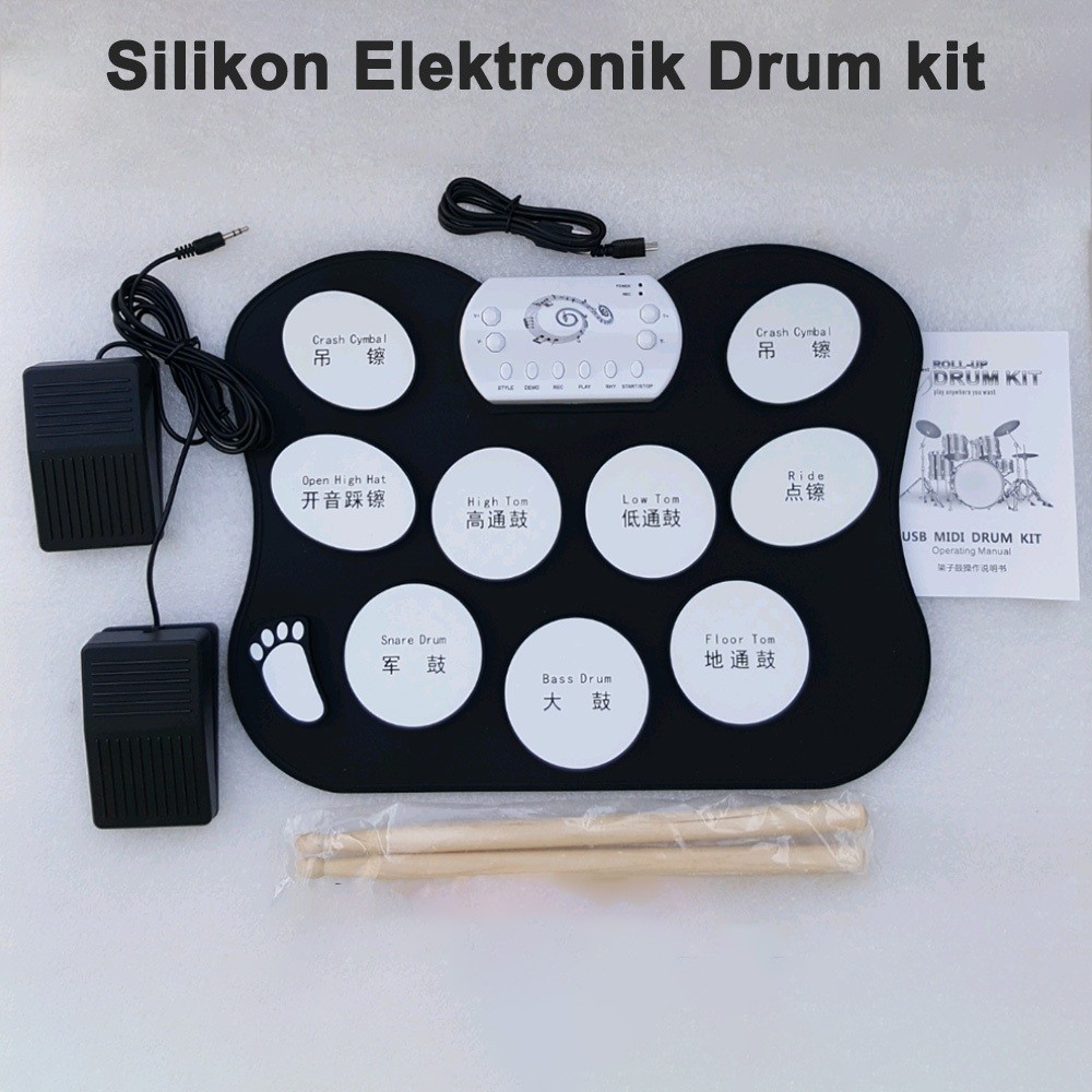 Silikon Elektronik Drum kit mahasiswa pemula tangan roll drum lipat portabel drum elektronik dewasa