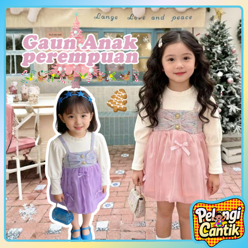 Uisa 6 Bulan - 5 Tahun Dress Anak Perempuan 3D Bow Lucu Gaun Anak Perempuan Lengan Panjang Baju Dres