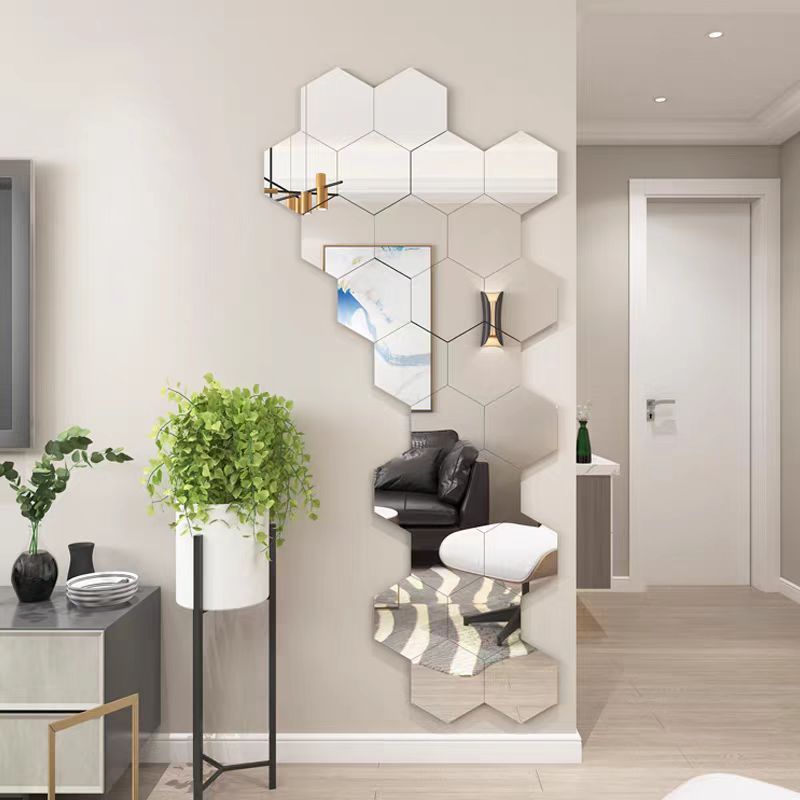 (GROSIR) Akrilik Cermin Hexagonal (CERMIN ASLI) Akrilik Cermin Aesthetic Cermin Dinding Tempel (1 PC