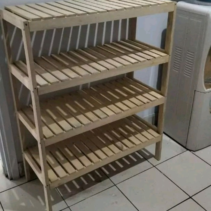 Rak sepatu rak buku rak aquarium rak serbaguna kayu 4 susun