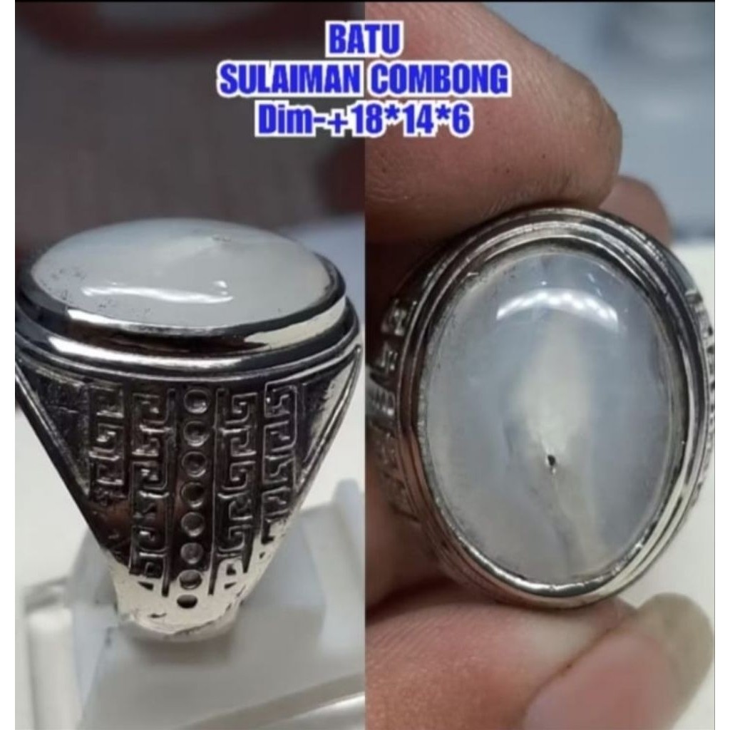 CINCIN BATU YAMAN PUTIH COMBONG CRYSTAL NATURAL ALAM