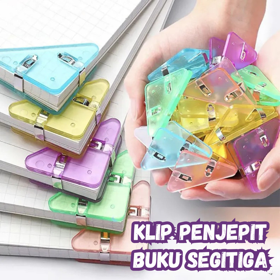 S6063 Klip Penjepit Buku /  Paper Clip Segitiga Warna-Warni / Penjepit Kertas Binder Plastik/Klip Su