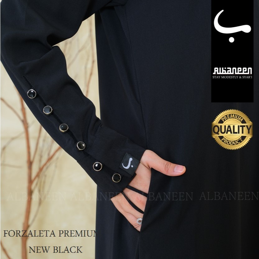 COMELLSHOP [BARU] Albaneen.syari Abaya hitam Jetblack Premium Cantik |  Gamis umroh anti UV hitam me