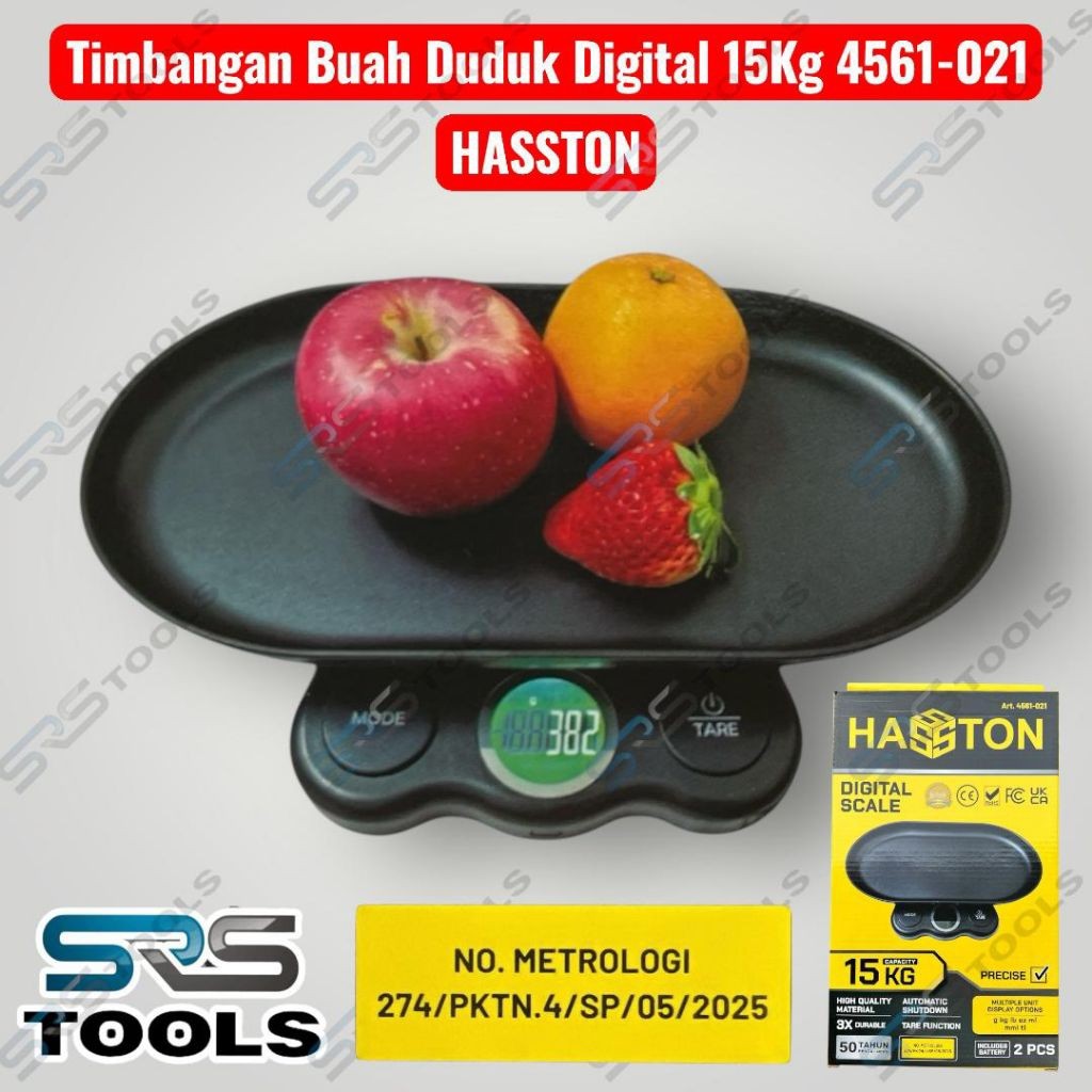 HASSTON 4561-021 Timbangan Duduk Digital LED 15 Kg Akurasi 1g Timbangan Dapur Kue Buah Ayam Serbagun