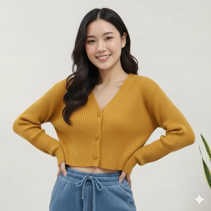 Belleza outlet Baju Atasan Wanita Rajut Korean Style Nayla Crop Blouse Atasan Wanita - Lilac