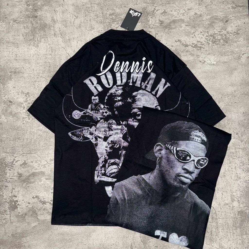 ORI DENNIS RODMAN Oversized T-Shirt - Vintage Dennis Rodman Oversized Black Cotton 20s T-Shirt