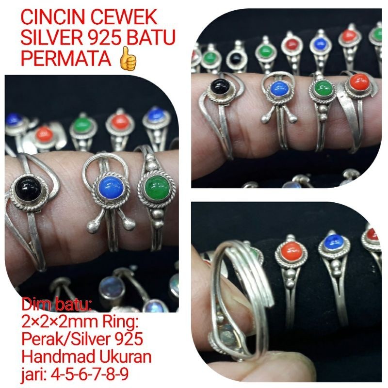CINCIN PERAK MURNI 925 HANDMAD BATU PERMATA