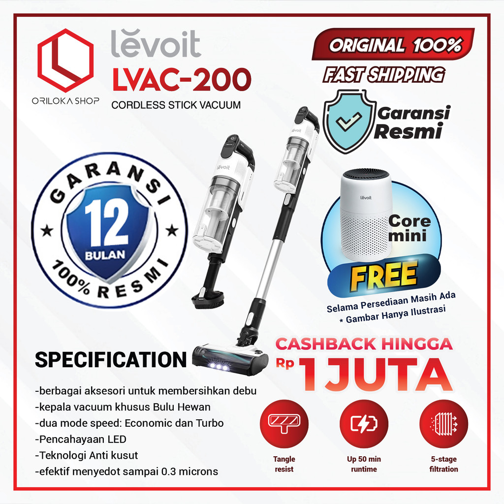 levoit LVAC-200 Penyedot Debu Nirkabel