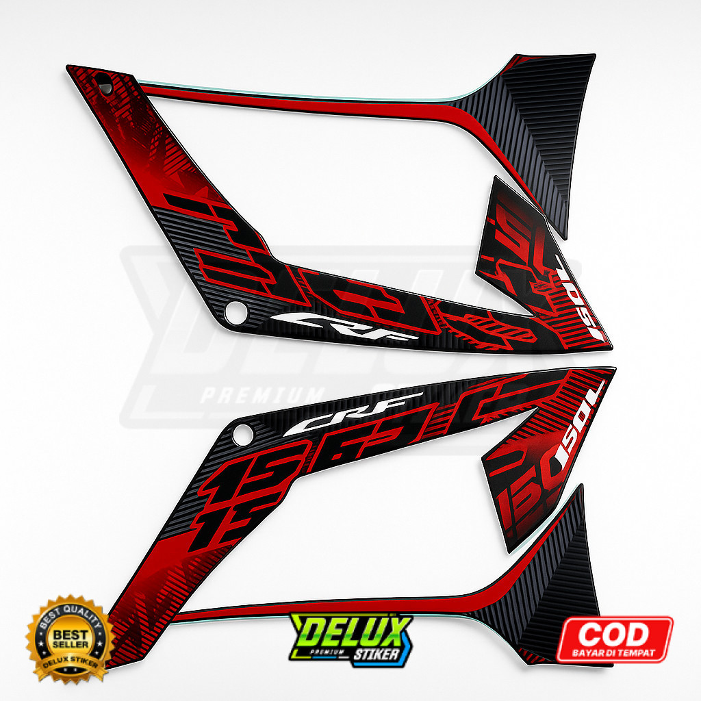 Striping Decal Polet Sticker honda CRF 150L 2019 2020 2021 2022 Full Hitam merah body standar