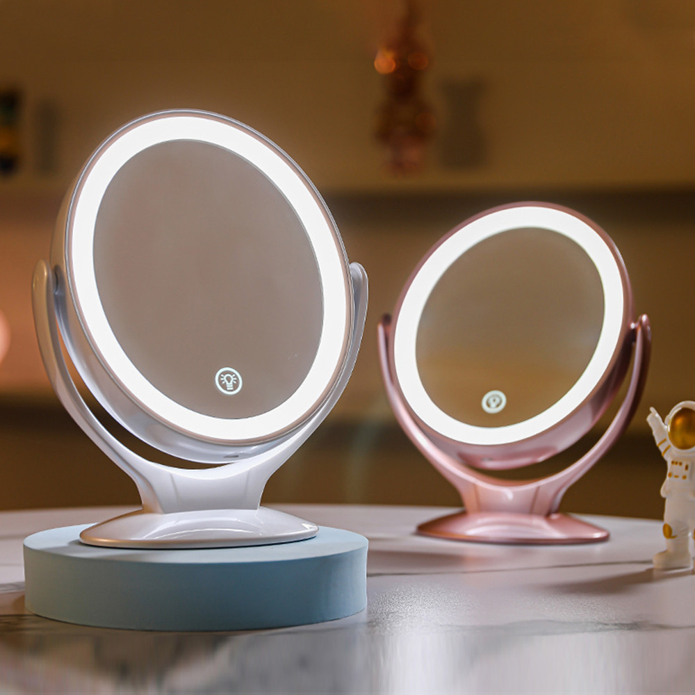 LED  Cosmetic Mirror With Lights Double-Sided Makeup Mirror 7X Magnifying Rechargeable 360° Rotating