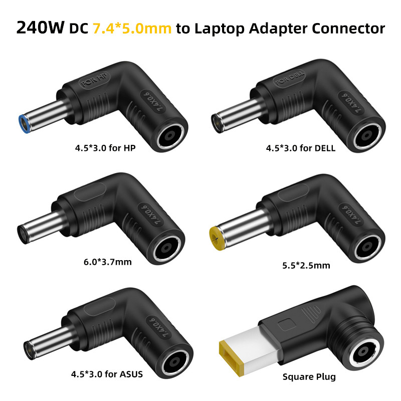 Laptop Power Adapter Connector 240W DC Jack 7.4*5.0mm Female to 4.5*3.0mm Male Plug Converter for Hp