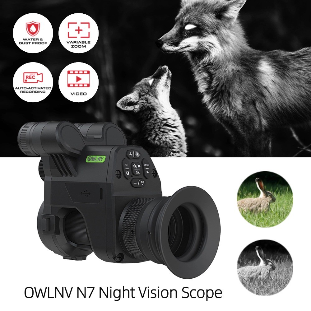 OWLNV N7 Clip on Night Vision Rifle Scope IR940nm WiFi 1080P Hunting Monocular gital Camera With Red