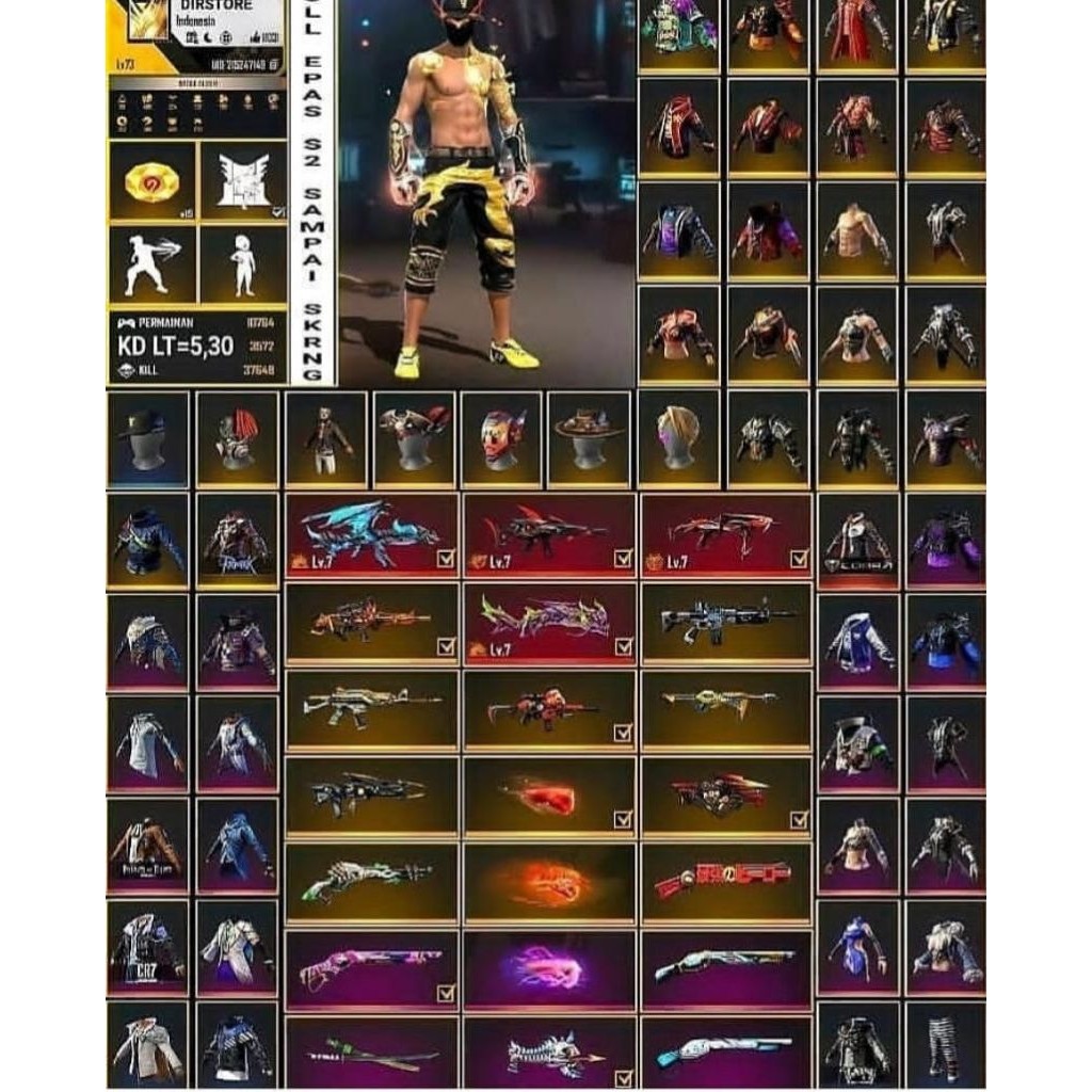 Jual akun game fire free SULTAN